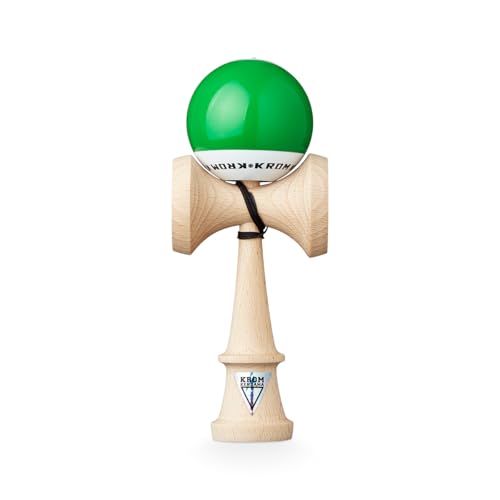 KROM - Kendama Toy POP LOL Dark Green - High Wood Quality - Extra Strong - for Beginner and Pro - Gift Pack : Extra String + Stickers