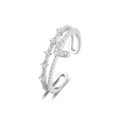 ALEXCRAFT Silber Ringe Damen, Doppelring Offen Verstellbar Herz Ringe Verlobungsring Eheringe Engagement Ring Offene Stapeln Daumen Ring Einfacher Damenring Geschenk für Damen ALEXCRAFT Silber Ringe Damen, Doppelring Offen Verstellbar Herz Ringe Verlobungsring Eheringe Engagement Ring Offene Stapeln Daumen Ring Einfacher Damenring Geschenk für Damen
