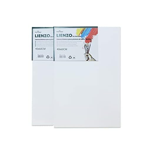 Pack lienzos canva blancos para pintar con bastidor y tablillas preestirado - 100% algodón 280g/m² - varios tamaños (2PCS - 40X60)