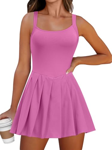 Image of ANRABESS Women's Tennis Athletic Pleated Summer Mini Dress 2026 Golf Workout Build in Shorts Casual Romper Short Sundress