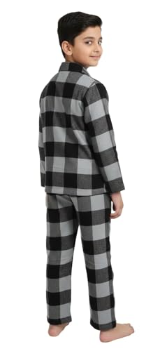 Image of Under Fourteen Boys Cotton Night Suit Set | Soft Breathable 2Pcs Sleepwear /Nightwear /Sleepsuit /Loungewear Co-Ord | Checks Top & Pyjama | Elastic Waist & Pockets | Multicolor Pajama Party & Gifting Set