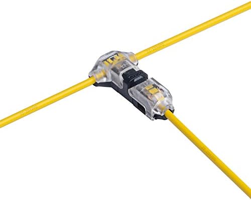 Wire Connector T Shape Electrical Wire Connector for 1 Way Wire, No Wire-Stripping Required for Mid-Span Branching in Wires Connection (for 24-18 AWG Wire, T Type 1 Pin Transparent 10pcs)