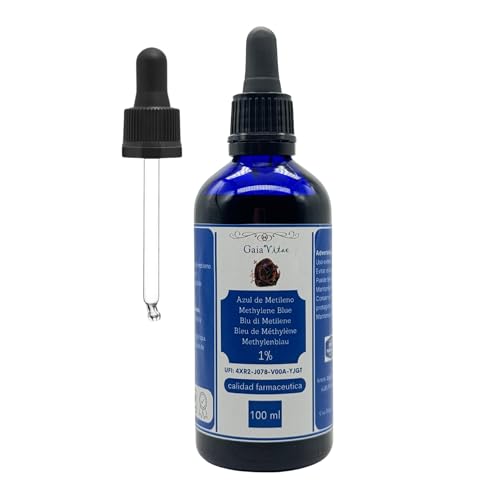 GAIAVITAE - Azul de Metileno 1% USP | Solución Acuosa Ultrapura | Sin Metales Pesados ni Aditivos | Gotero de Precisión Incluido | Botella Cristal Azul 100 ml | Fabricado en España