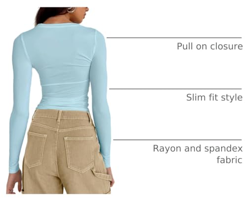 Image of Abardsion Women's Slim Lightweigh Long Sleeve T Shirts | Fall Clothes 2026 Casual Basic Crewneck Going Out Crop Tops Y2K