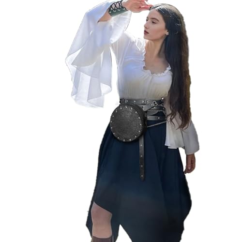 Image of HiiFeuer Viking Embossed Crossbody Bag, Nordic Faux Leather Belt Bag Satchel Bag, Medieval Portable Cosplay Shoulder Bag | Embossed