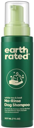 Earth Rated (A Canadian Company), No-Rinse Dog Shampoo, Convenient Waterless Dog & Puppy Shampoo for Cleaning, Conditioning & Detangling, for All Coat Types, Refreshing White Tea & Basil Scent, 207 ml