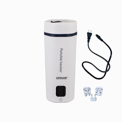 Longem ポータブルケトル 日本・海外対応 100-240V 電気 小型 海外で使える 350ML トラベル 6段階温度調節 8時間保温 持ち運びやすい 携帯湯沸かし器 旅行 車中泊用