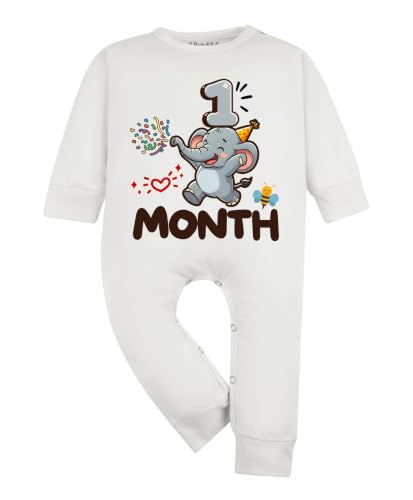 Image of ARVESA 1 Month Baby Milestone Jumpsuit for Baby Boy and Baby Girl Cotton 0-12 Months Design No 1793-1 Month