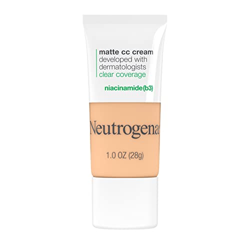 Cuidado Facial, Beauty Neutrogena Clear Coverage Flawless Matte CC Cream, Full-Coverage Color Correcting Cream Face Makeup with Niacinamide (b3), Hypoallergenic, Oil Free & Fragrance...