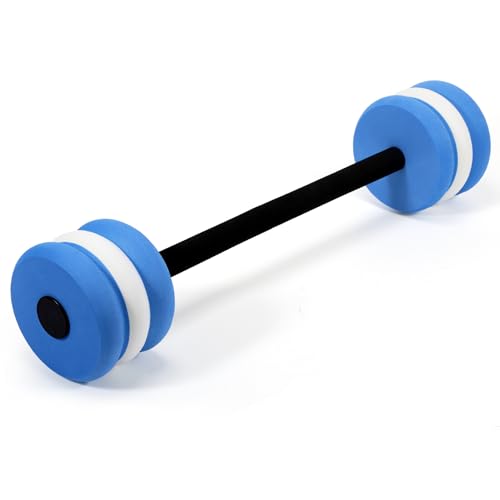Long Aquatic Exercise Dumbbells Pool Exercise Foam Water Weights Dumbbell Aquatic Pool Barbells with High Density EVA Foam for Swim Water Aerobics Workouts Loss(Blue and White 25.2 Inch)