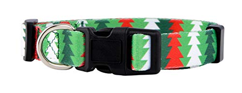 Native Pup Christmas Dog Collar- Winter Holiday Collars for Pets- Xmas Gift for Puppy- Santa, Reindeer, Snowman, Candy Cane, Red Green- Girl Boy- Small, Medium, Large Breeds (Christmas Tree, Small)
