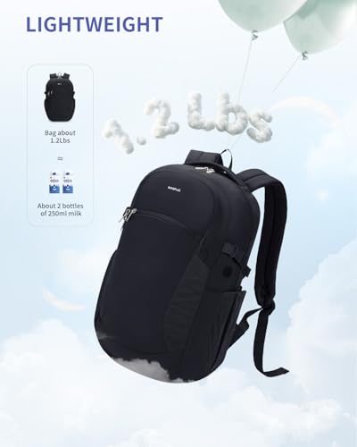 Image of ECOHUB Large Travel Backpack 17.3 inch Suspended Laptop Backpack Fashion Water-Resistant 28L Lightweight Backpack for Causal Work Black