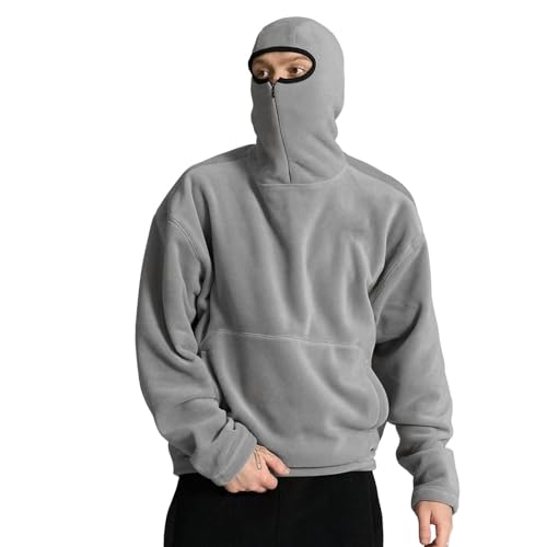 Sweat à capuche Ninja couleur unie style techwear vintage asymétrique