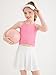 Girls Athletic Tank Tops Kids Ribbed Cross Back Spaghetti Strap Workout Crop Top Camisole 5-14 Years Pink