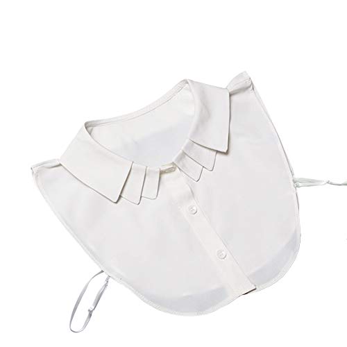 Shinywear White False Three-Layer Collar Shirt Sweater Decorative Ruffles Blouse for Women Office Doll Choker Dicky