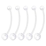 LAURITAMI 5 Pièces 14G Piercing Nombril Plastique, Piercing Nombril Grossesse 32mm, Spécialement Conçus pour Percing Barbell Grossesse, Interventions Chirurgicales, La Cicatrisation Et Peaux Sensibles