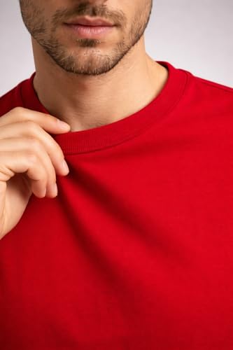 Image of Mens T Shirt Premium Cotton Slim Fit Crew Neck Short Sleeve Casual Basic Tee Soft Breathable Everyday Essential