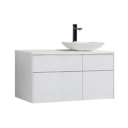 StoneArt Badmöbel Set Mineralguss Waschbecken Waschschale Aufsatzwaschbecken und Unterschrank Waschtisch Einzel- oder Doppelwaschbecken Venice VE-1010pro-2 weiß 100cm rechts