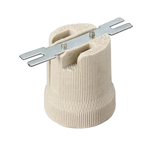 Ganquer Ceramic Porcelain E27 Light Socket - Edison Screw E27 Lamp Holder for LED, CFL, Vintage Light Mount (1 Pc)