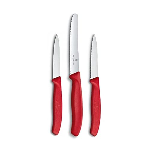 Victorinox Swiss Classic Paring Knife Set, 1.2cm, Set of 3, Red