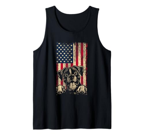 Boxer American Flag USA Fan US Flag Dog Owner USA Flag Camiseta sin Mangas