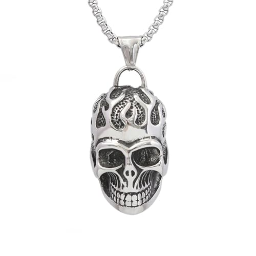Collier gothique homme pendentif crâne finition vintage