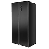 MAXZEN 冷蔵庫 430L 大容量 自動霜取り観音開き 2ドア 幅84cm 二人暮らし以上 冷凍室左側 温度調節 ドア閉め忘れアラーム 奥行薄型 コンパクト 黒 ガンメタリック JR430ML01 マクスゼン