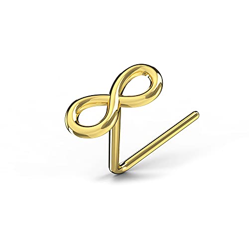 AZARIO LONDON Piercing de oro amarillo macizo de 9 quilates con forma de L y símbolo de infinito de calibre 22 Cover