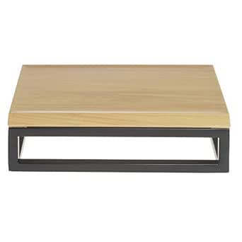 HUBERT Black Display Riser with Butcher Block Top - 3 1/5