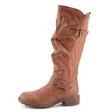  Pogolino Damen Stiefel Weitschaft Boots Winter Herbst dehnbar Stretch Flach ST12 Camel 41