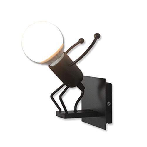 HJXDtech Creative Belle Nain Lampe de Murale Industriel Rétro Noir Métal E27 Applique Murale (Sauter)