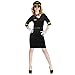 Xtinmee 7 Pcs Halloween Flight Attendant Costume Women's Pilot Captain Cosplay Accessories Pilot Hat Role Outfits(Black,M)