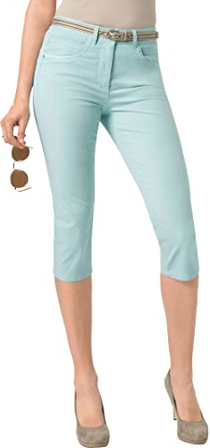 Emilia Parker Damen Caprihosen in Marine, Sommerhose aus Baumwolle, sommerliche 3/4 Hose für Frauen, mit Stretch-Anteil, inkl. modischem Gürtel, Gr. 36-48 Cover