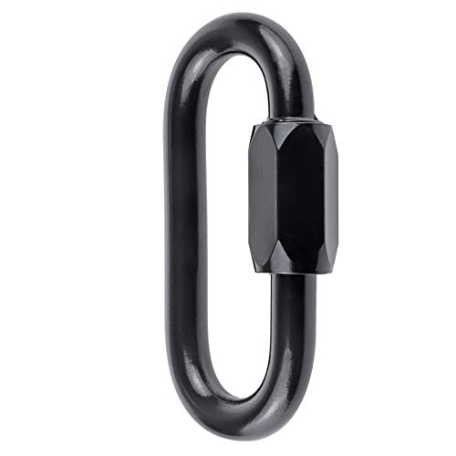 Iebuobo 304 Threaded Quick Links Stainless Steel Black Screw Chain Links Chain Connectors D Ring Carabiner Clips M5 3/16 Inchs Oval Screw Lock Ring Clasp For Camping/Pet/Ceiling Lamp/Fitness #TOP4