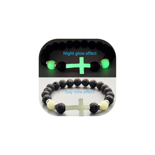 Pulsera de piedra volcánica natural de 8mm unisex miniatura 1