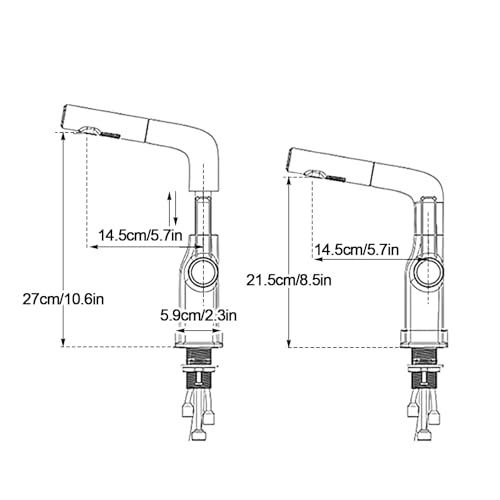 Mitigeur lavabo salle de bain pivotant 360° blanc avec douchette