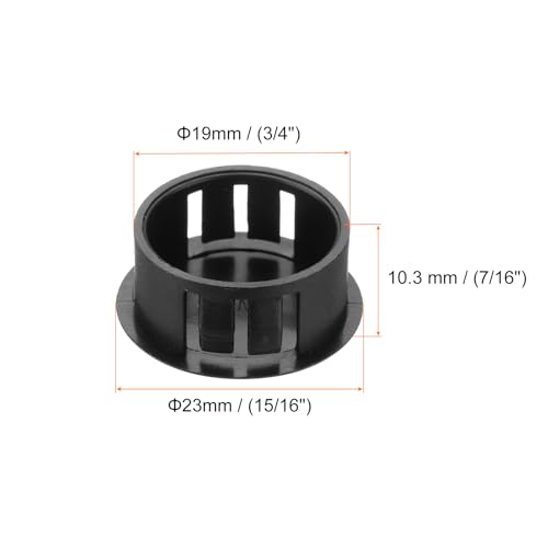 Image of MECCANIXITY 64PCS 19mm Black Nylon Plastic Hole Plugs, Flush Type Panel Hole Plugs Insert End Caps