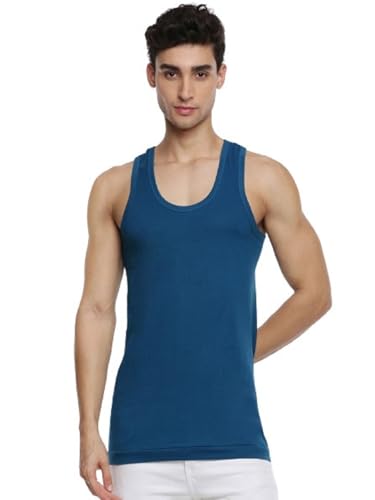 Image of RAMRAJ COTTON Pack of 2 Men's Multicolor Scoop Neck Sleeveless Cotton Undershirt Vest(Multicolor;100)