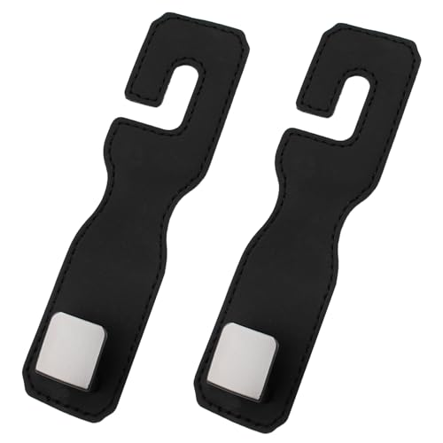 XIASHENG 2 Pezzi Ganci per Seggiolino Auto,Accessori Auto Interno,Gancio per la Conservazione Dell'auto,Ganci per Seggiolino Auto Poggiatesta per Appendere Borse,Borse Della Spesa,Vestiti (Nero)