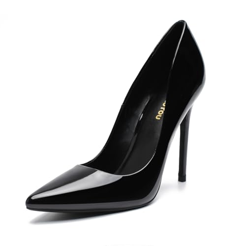 HAOZHAOTOU Unisex Men's Women's Pointed Toe High Heels Stiletto Pumps Dress Party Shoes(Dam-G-1 Black 12)