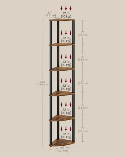 Image of VASAGLE Superfast Toolless Assembly 6-Tier Corner Shelf