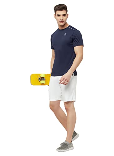 Image of TRUEREVO Mens Solid Half Sleeve Round Neck Sports T Shirt Polyester Fabric with Reflective Details for Gym Training Workout Running
