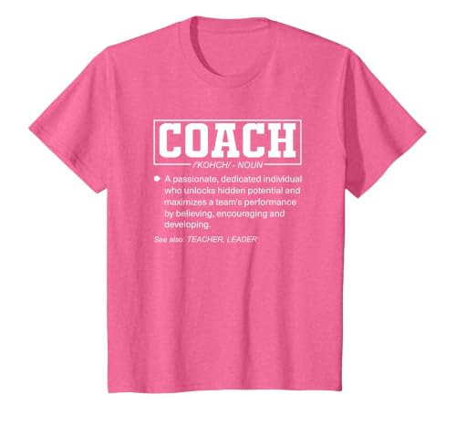 Coach Definition Funny Coach's Sports Instructor T-Shirt, Youth, Pink Heather, Medium