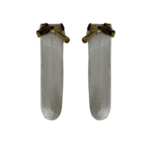 Girls Socks Knee High Cable Knit Slouch Socks with Bow 3-8 Years