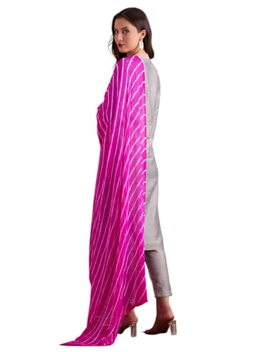 Image of DUPATTA BAZAAR Women's Leharia Dupatta with Pom Pom Lace