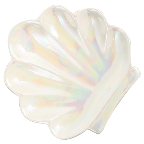 PRETYZOOM Plateau De Présentation En Céramique En Forme De Coquillage Plateau De Rangement Multi-usages Pour Bijoux Peignes Cosmétiques Accessoire De Bureau Créatif