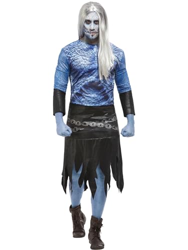 Smiffys Winter Warrior Zombie Costume, Blue Top, Skirt & Cuffs, Halloween Adult Fancy Dress, Zombie Dress Up Costumes