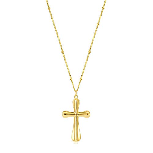 OSIANA Golden Kette Halskette mit Cross Kreuz Anhänger Damen 18k Vergoldet Trendy christlicher Goldkette Schmuck Geschenk für Damen Frauen und Mädchen Hypoallergen Cover