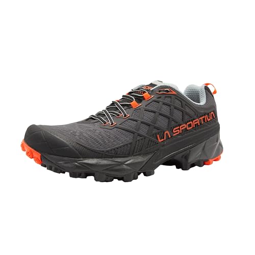 La Sportiva Mens Akyra II Hiking Shoes, Carbon/Cherry Tomato, 11