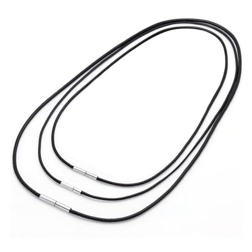 GMDP 3 Piezas Collares de Cuero Trenzado,Cordon Cuero para Colgante,Collar con Cierre sin Colgante,Collar Negro para Hombres y Mujeres,Tamaños 40/45/50cm